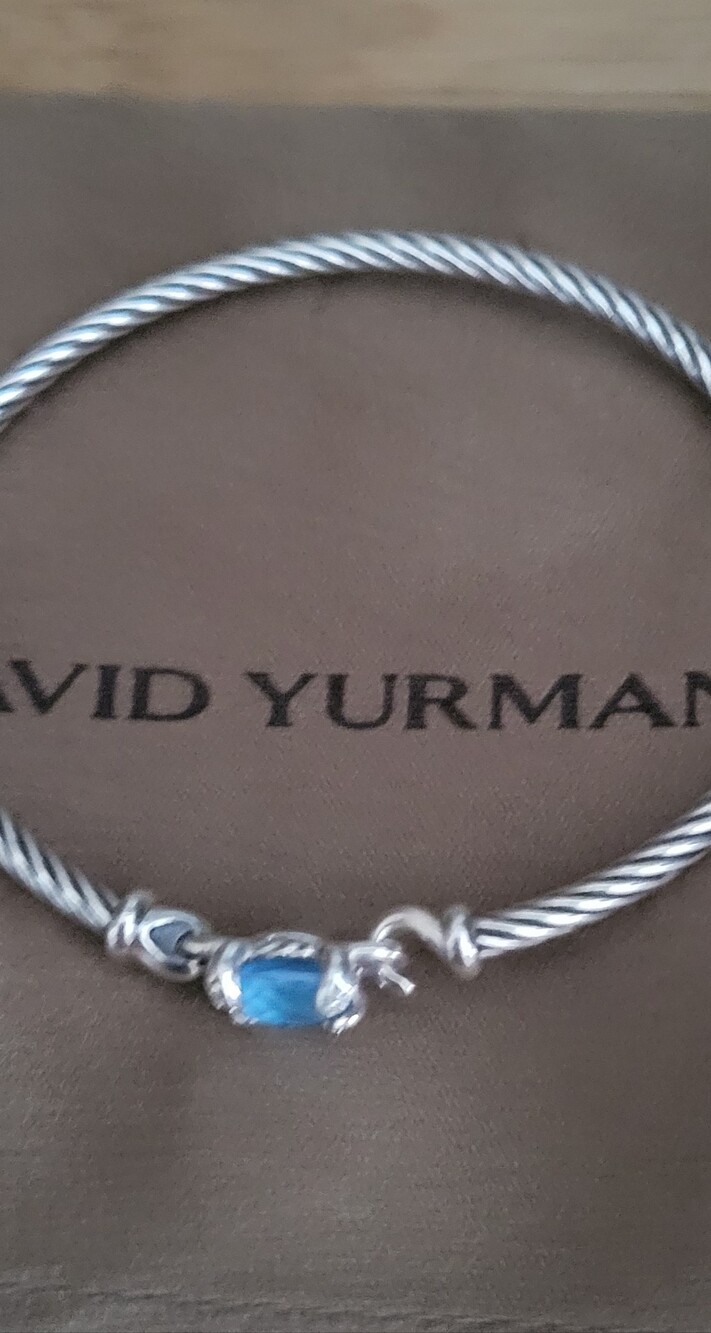 David Yurman Blue Topaz Cable Bracelet in Sterling Silver - Picture 6 of 7
